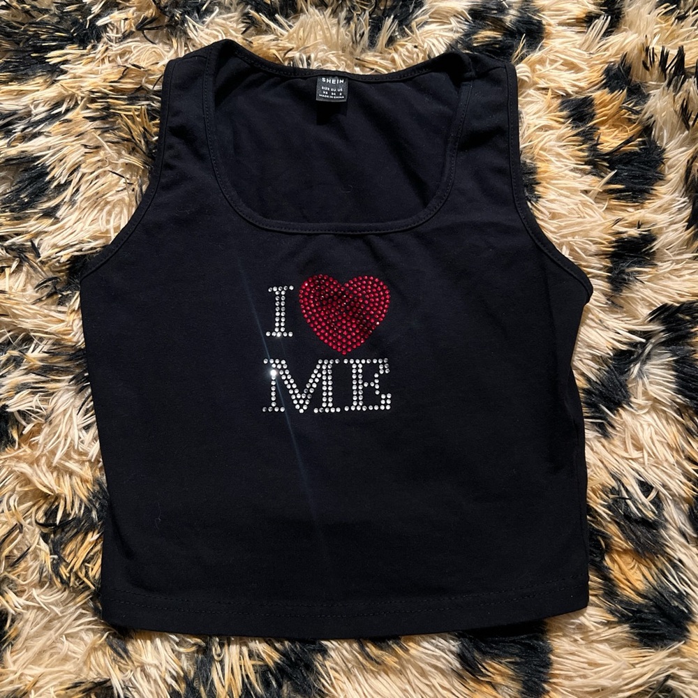 Black Tank Top with Red Heart Design